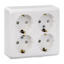 Розетка 4-м ОП Этюд 16А 250В с заземл. защ. шторки бел. SE PA16-208B